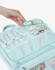 Large Cosmetic Bag for Jewelry with Unique Front Compartment