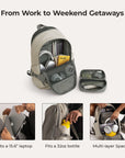 Soar_25L_Clamshell-womens_travel_backpack_multiples_pockets gray