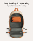 Soar_25L_Clamshell_travel_Backpack_Set_Orange_with_180__open orange