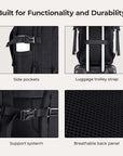 Falco 40L Expandable Airline Approved Carry On Travel Backpack