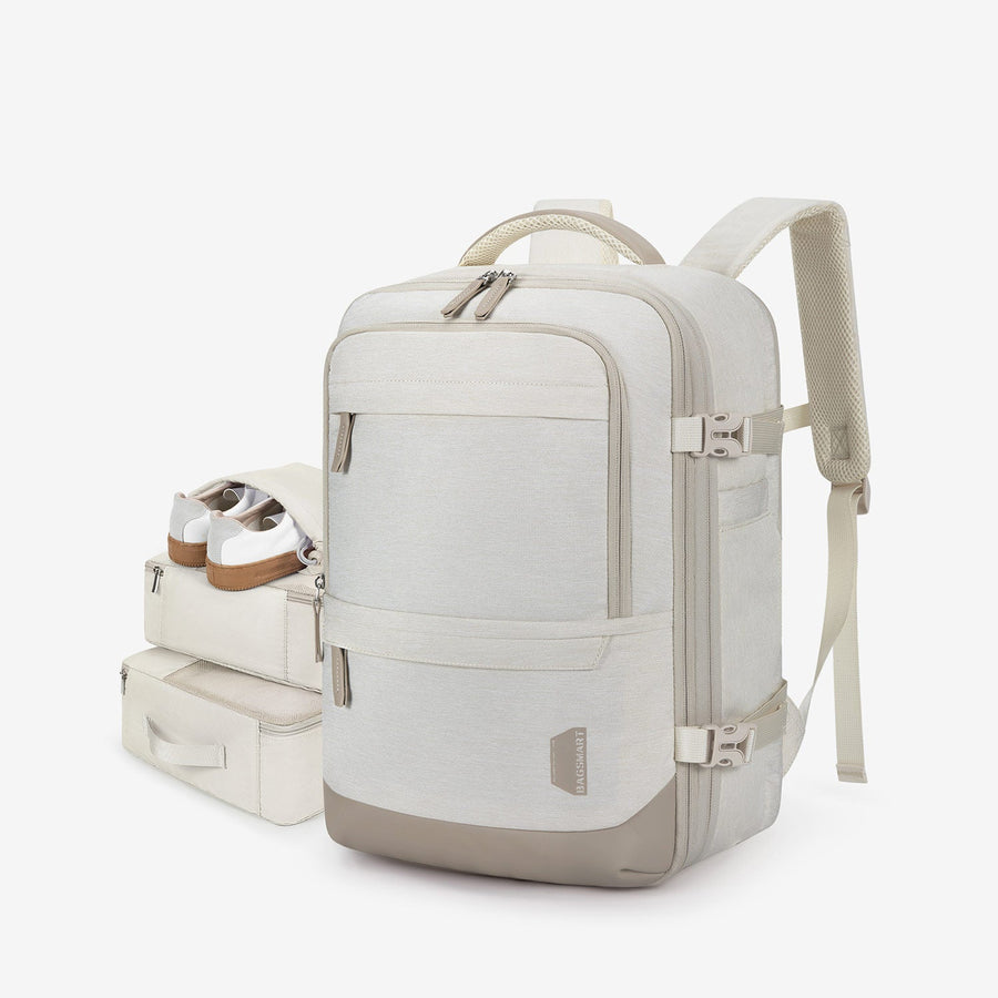 Best 40L Beige Travel Backpack with Shoes StorageBag