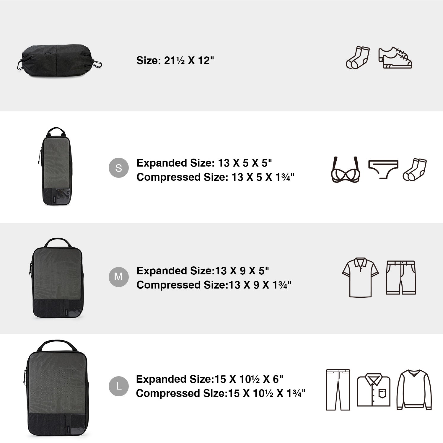 Cubes d'emballage à compression Bagsmart 