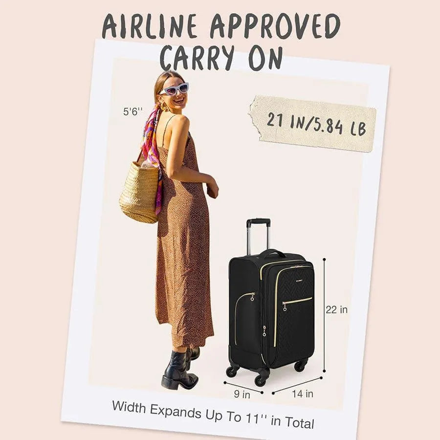 20 Inch Bonchemin Quilted Business & Travel Suitcase - BAGSMART