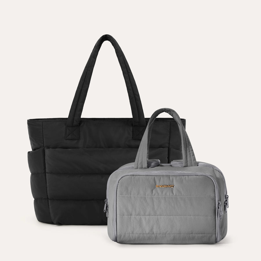 Crush Toiletry Bag & Bubble Puffy Tote Travel Set