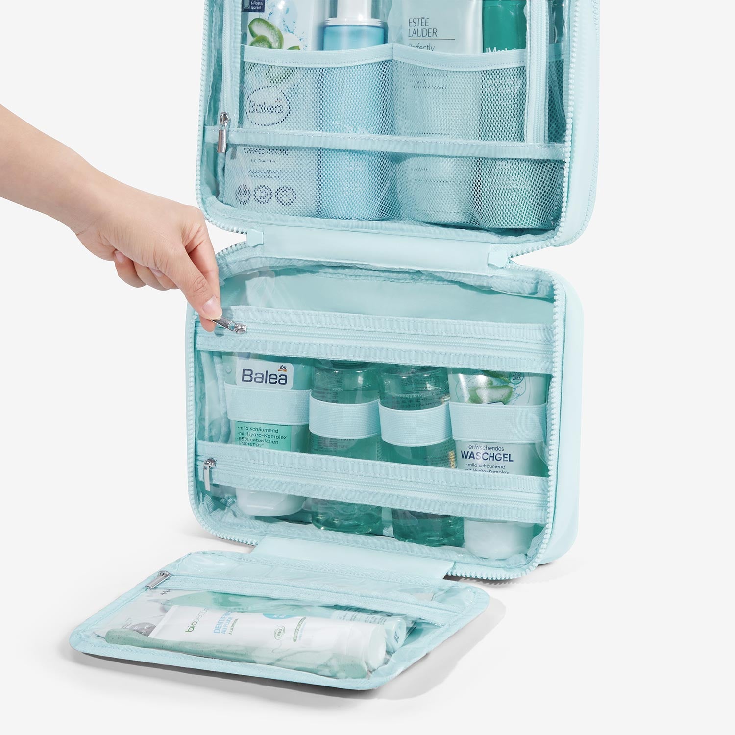 Travel Toiletry Kit for Women with Toiletries - Light Blue