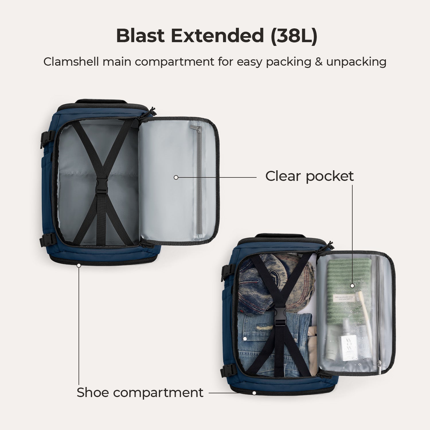 Blast Quick Access 28L-38L Carry On Travel Backpack