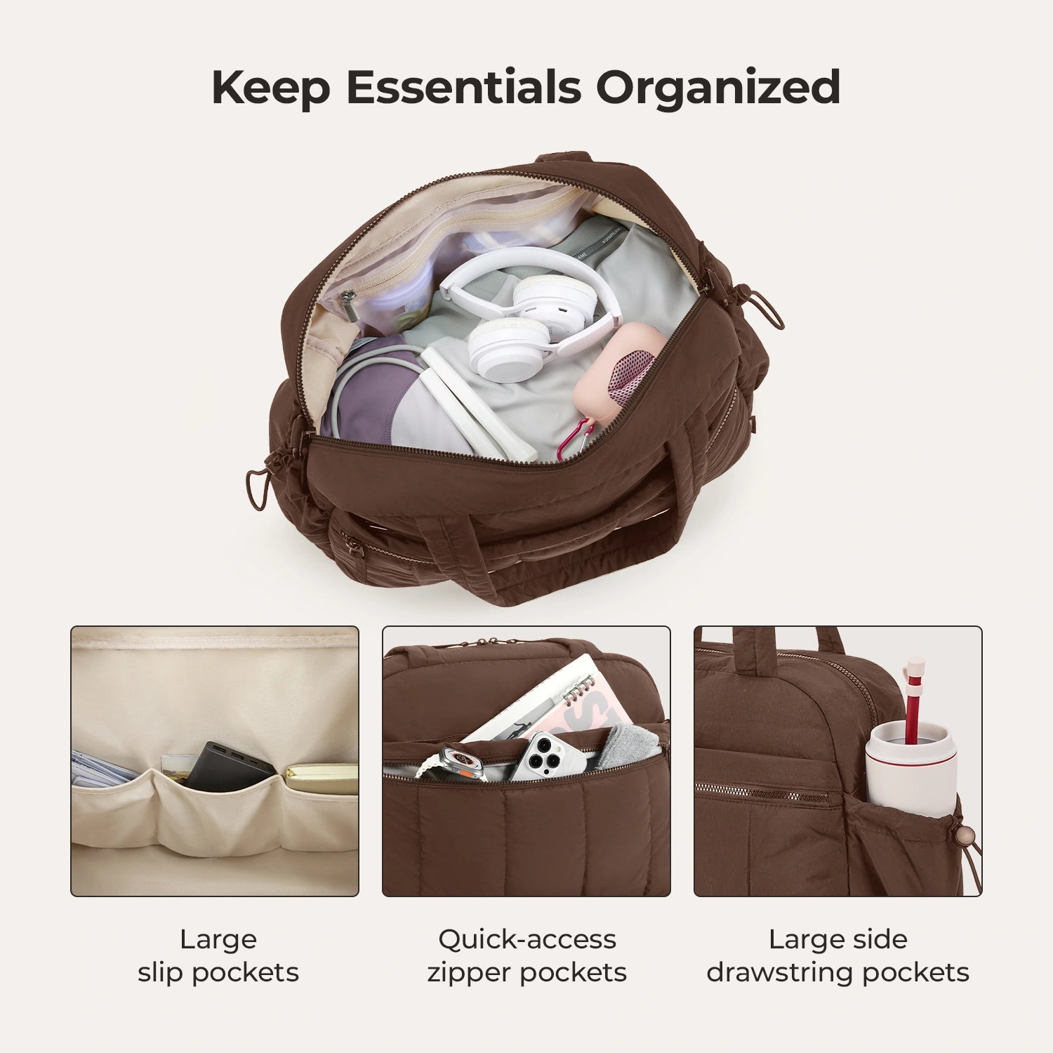 Puffy Water-Resistant Gym & Travel Duffle Bag