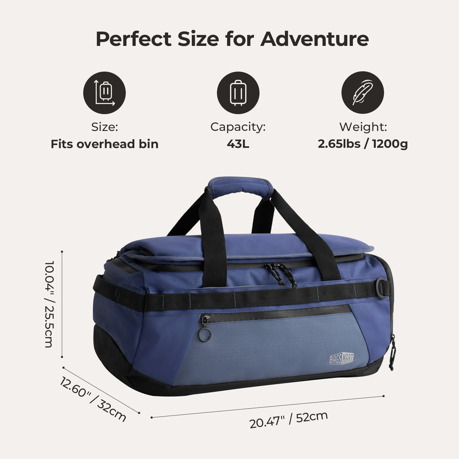 Vega 43L Carry On Travel Duffle Backpack