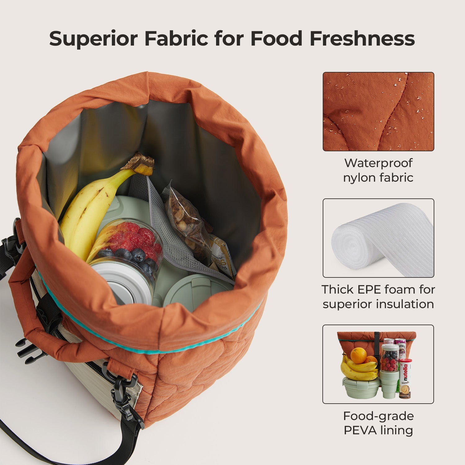 Walker Roll Top Lunch Bag with Adjustable Shoulder Strap