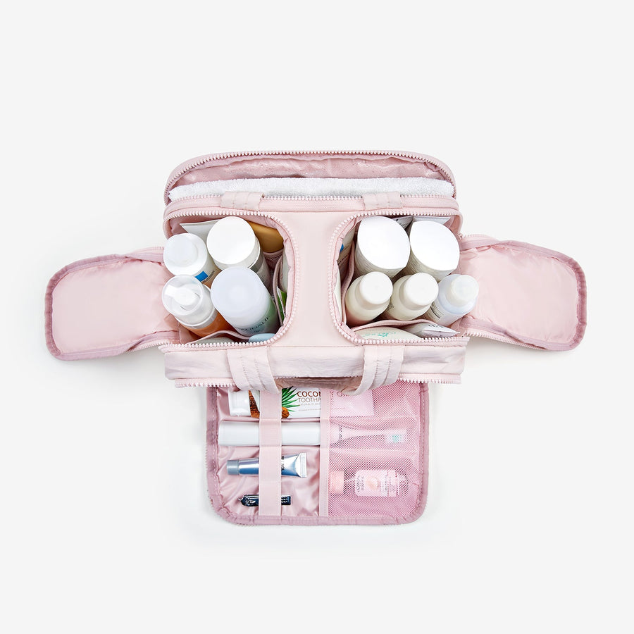 Puffy Pink Makeup Bag with Multiple Compartments - Bagsmart