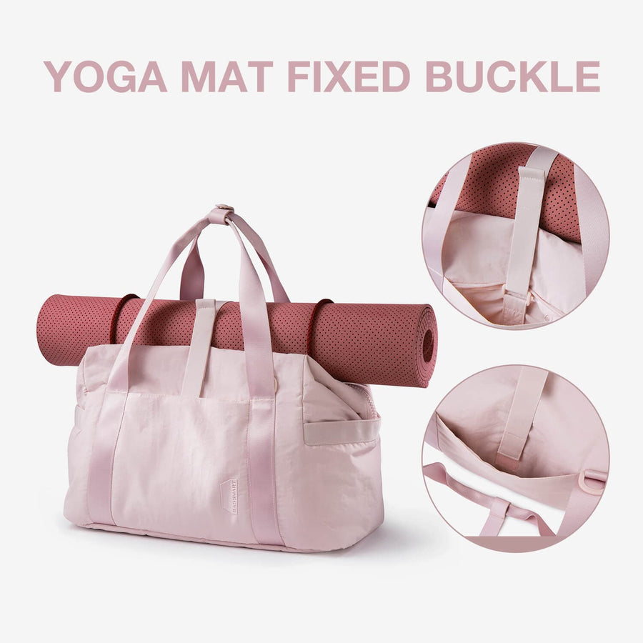 Zoraesque Travel Duffel Gym Bag for Women in Pink with Yoga Mat Fixed Buckle-Bagsmart
