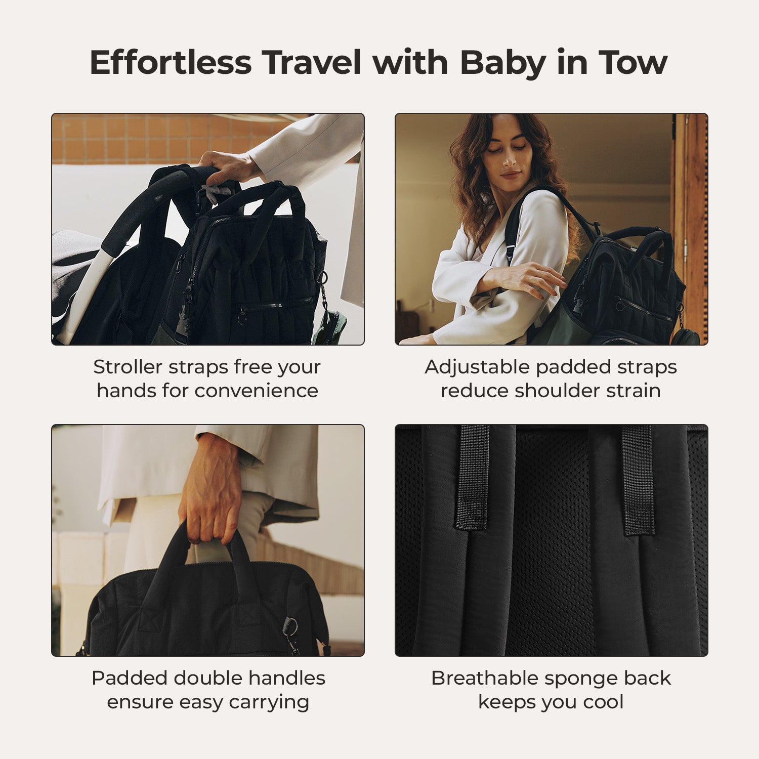 best diaper backpack trave baby in tow black