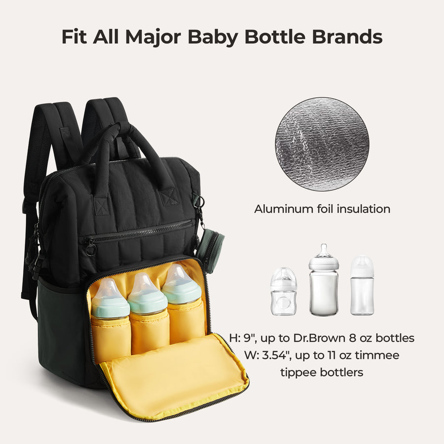 large diaper bag bottle backpack black